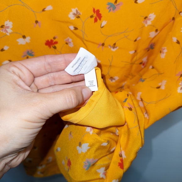 Madewell Yellow Allie Vintage Lace Painted Carnations Silk Belladonna Dress 4 - Picture 6 of 10